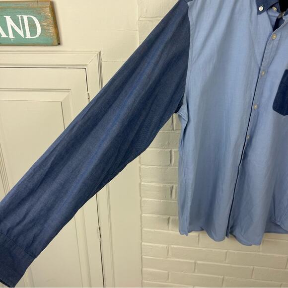 J.Crew Men’s Two Toned Blue Sunwashed Oxford Button Down Shirt Size L - Picture 4 of 7